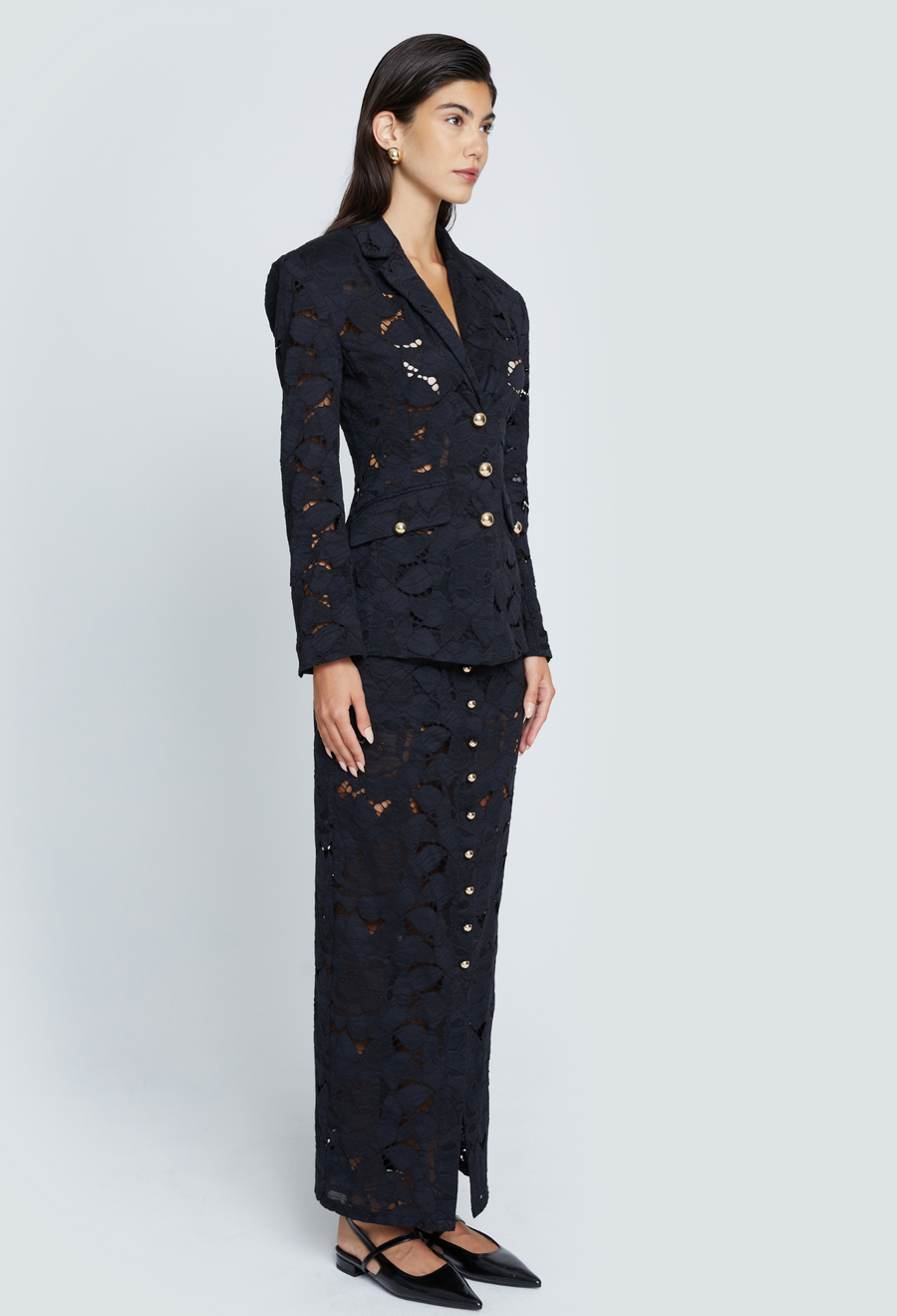 JACKIE CURVED LACE BLAZER