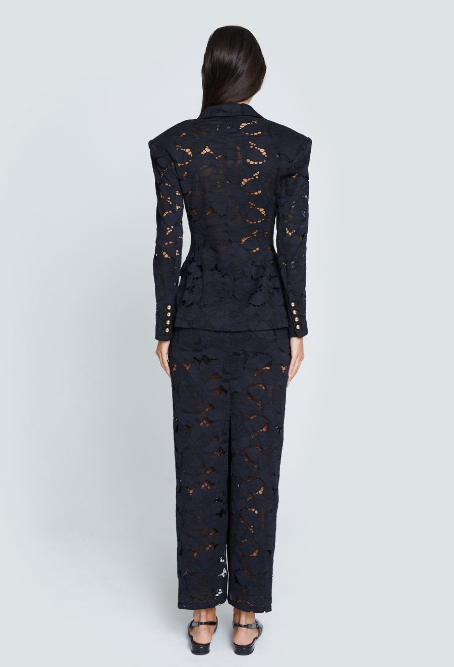 JACKIE CURVED LACE BLAZER