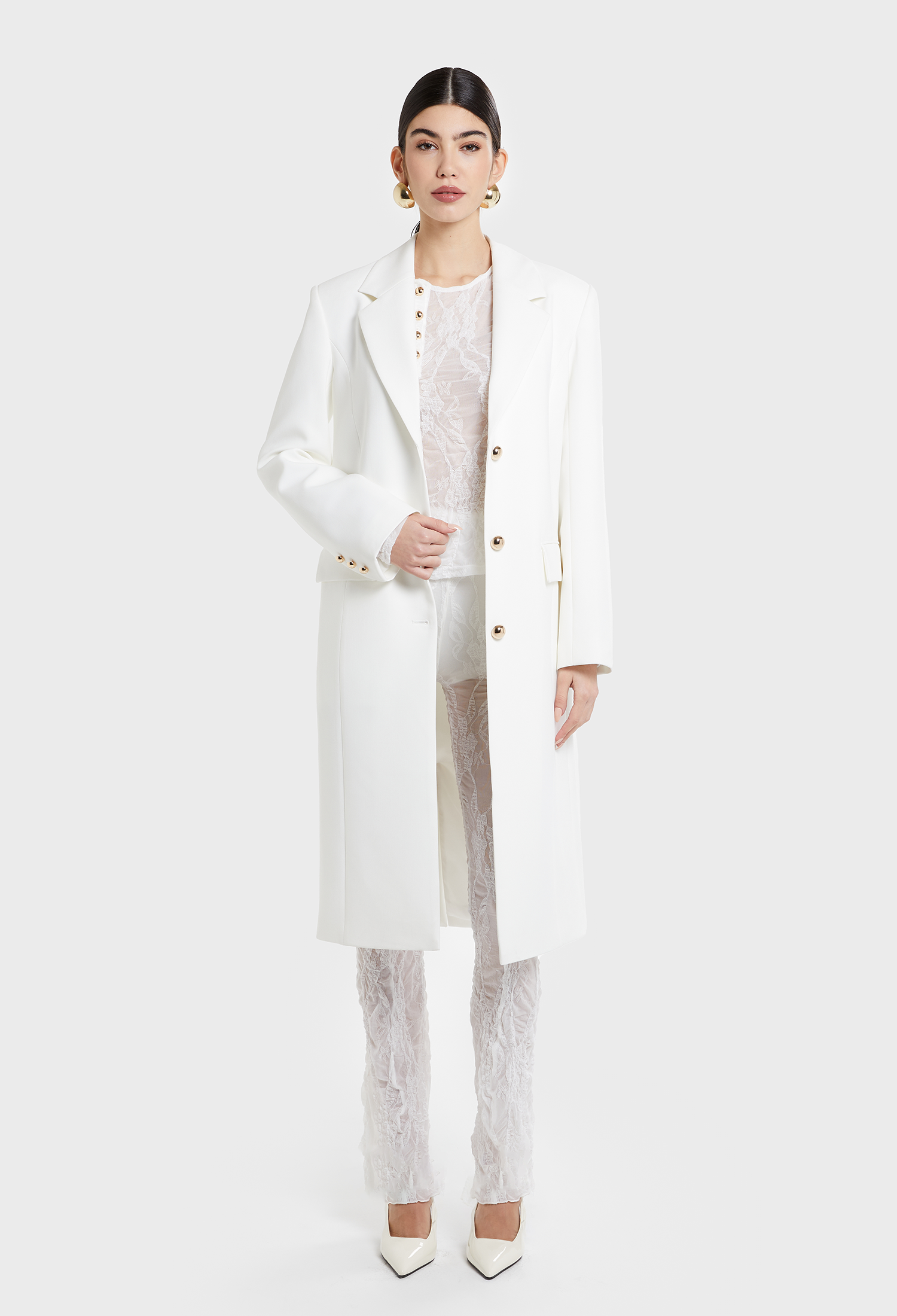 WHITE MANHATTAN BLAZER COAT