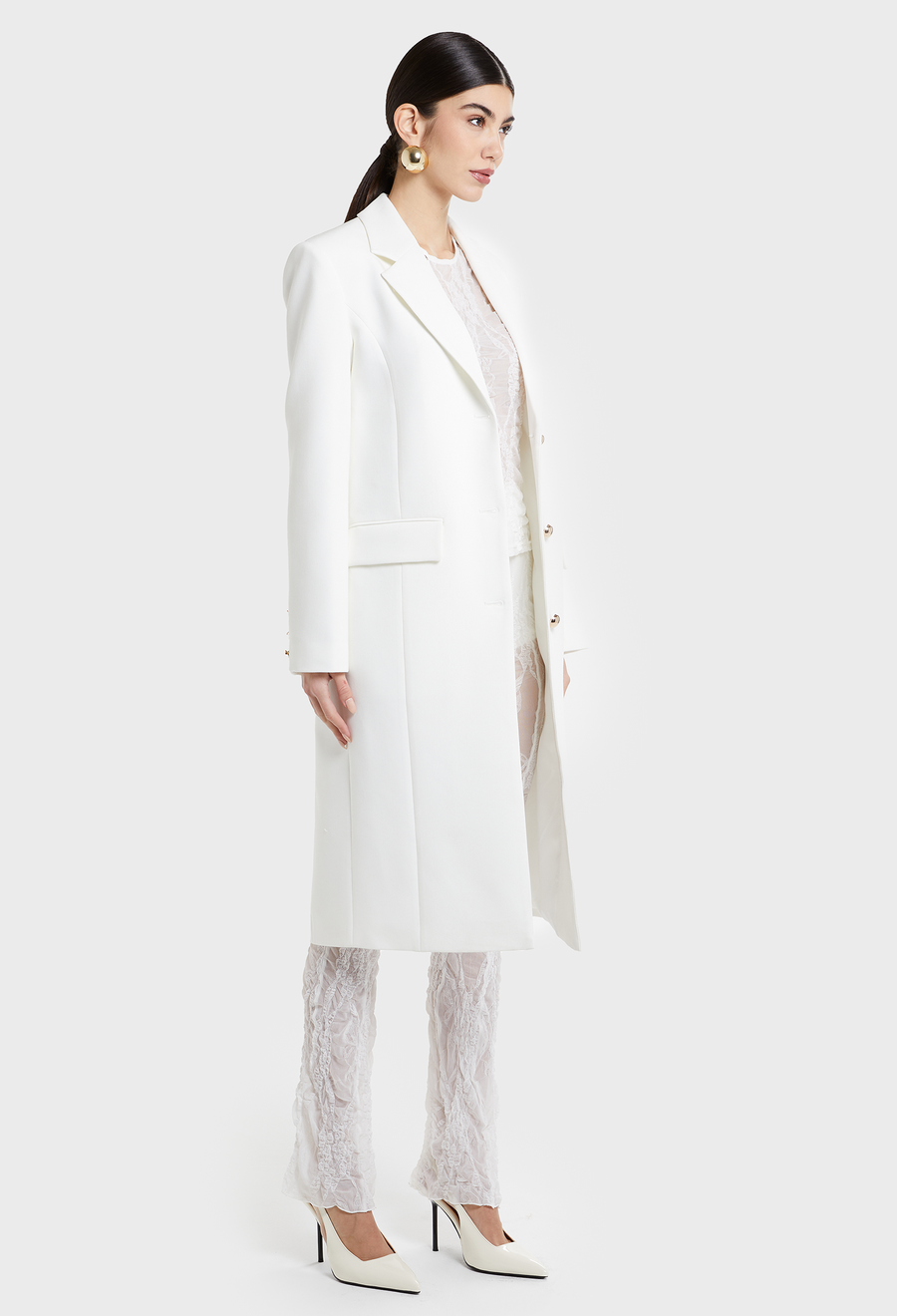 WHITE MANHATTAN BLAZER COAT