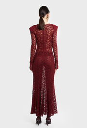 BURGUNDY NETA LACE DRESS