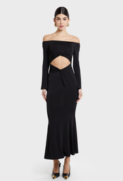 BLACK DONNA OFF SHOULDER DRESS