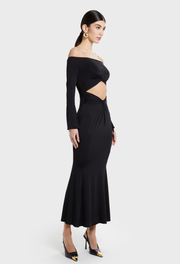 BLACK DONNA OFF SHOULDER DRESS