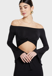 BLACK DONNA OFF SHOULDER DRESS