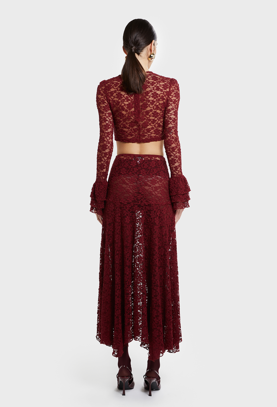 BURGUNDY RENE LACE CROP TOP
