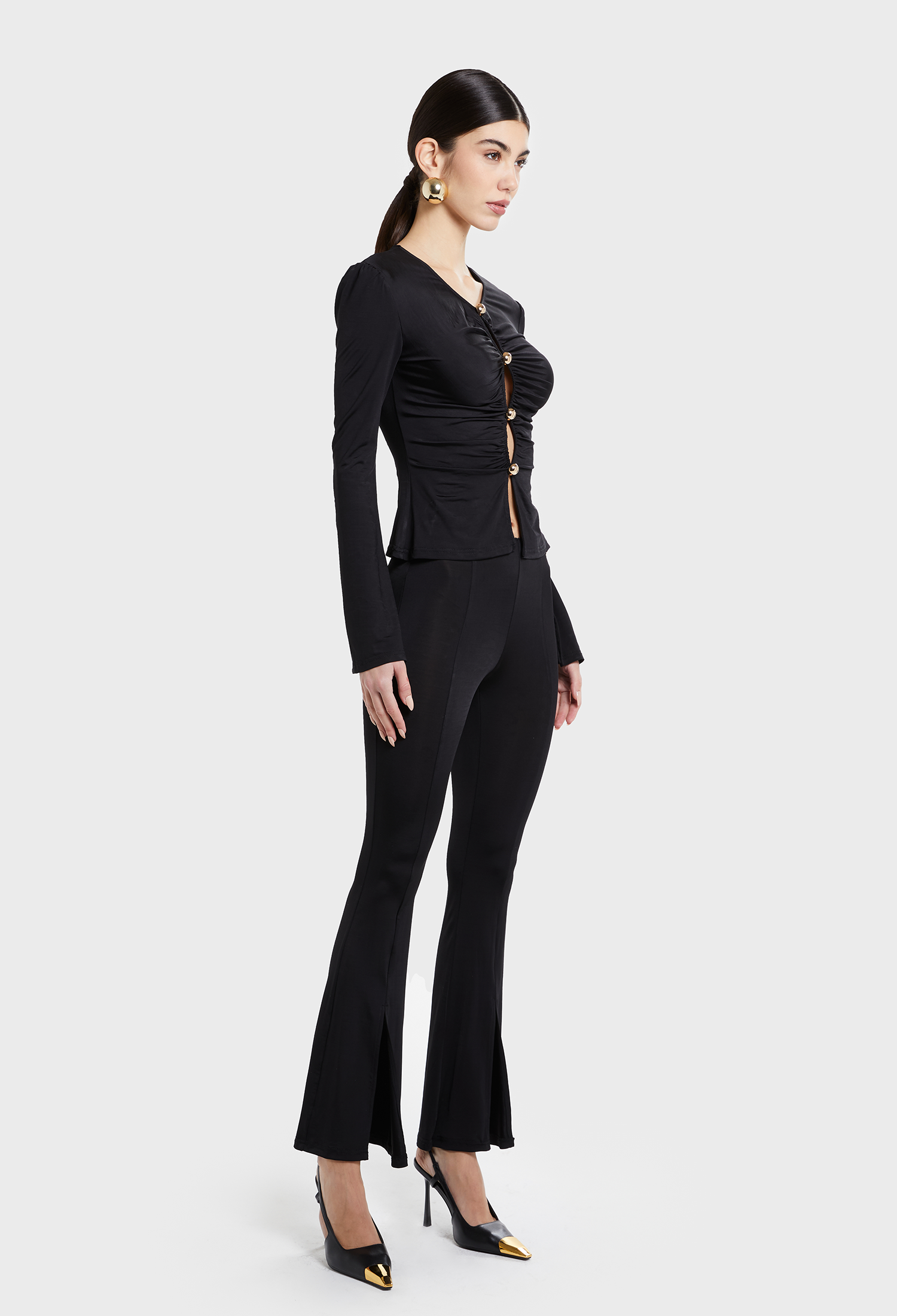 BLACK AUBREY SPLIT HEM PANT