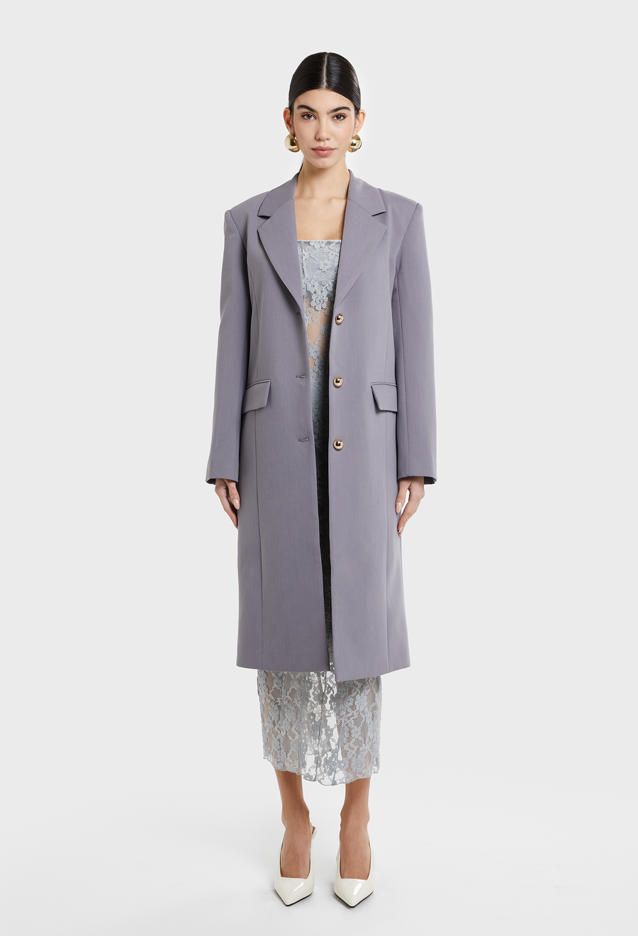 GREY MANHATTAN BLAZER COAT