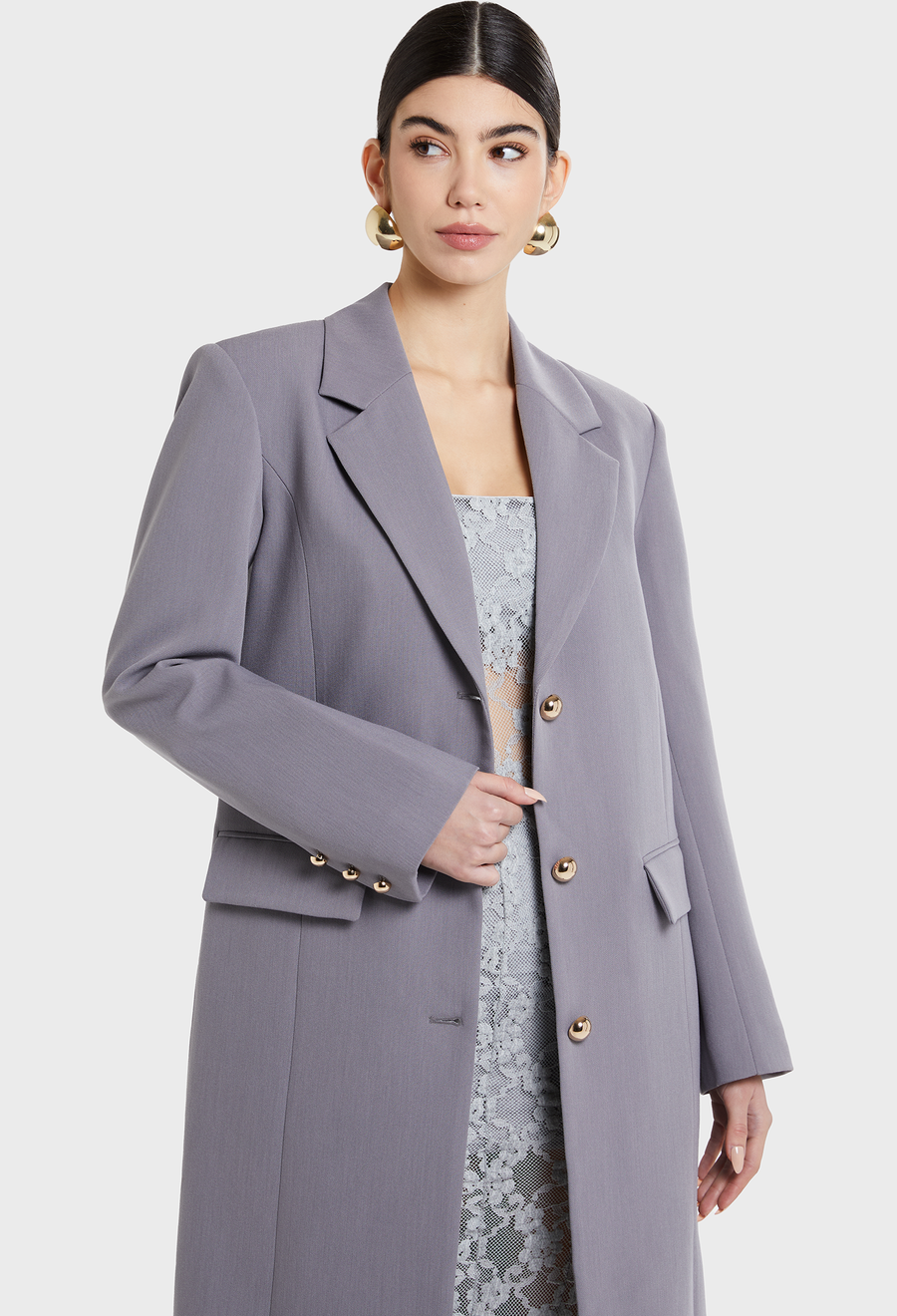 GREY MANHATTAN BLAZER COAT
