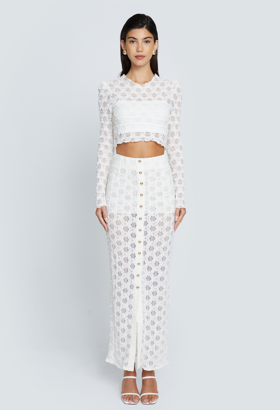 TARA LONG SLEEVE LACE CROP TOP