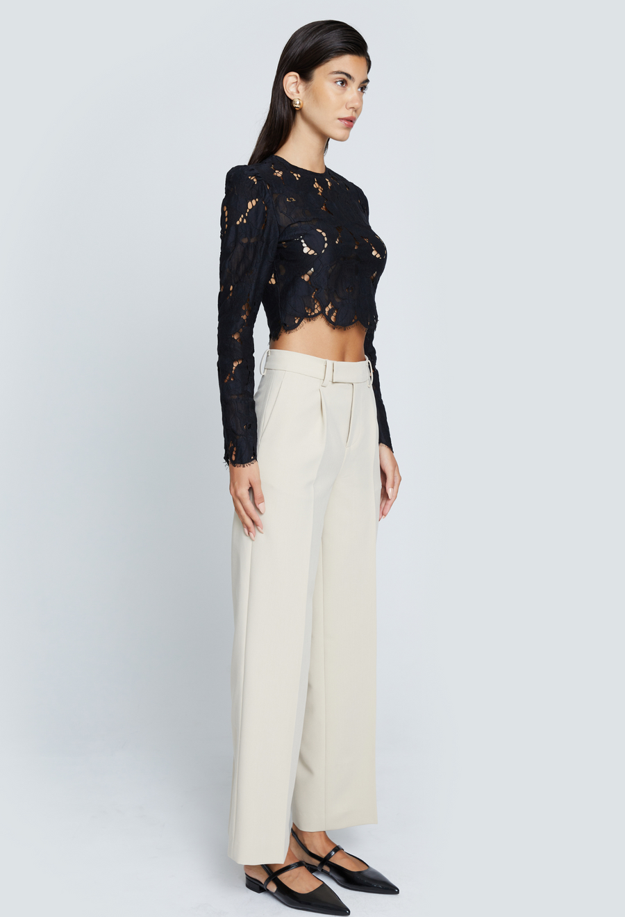 ALAIA LACE CROP TOP