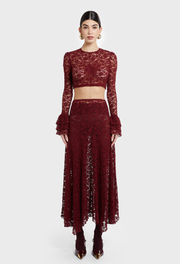 BURGUNDY DELPHINE LACE SKIRT