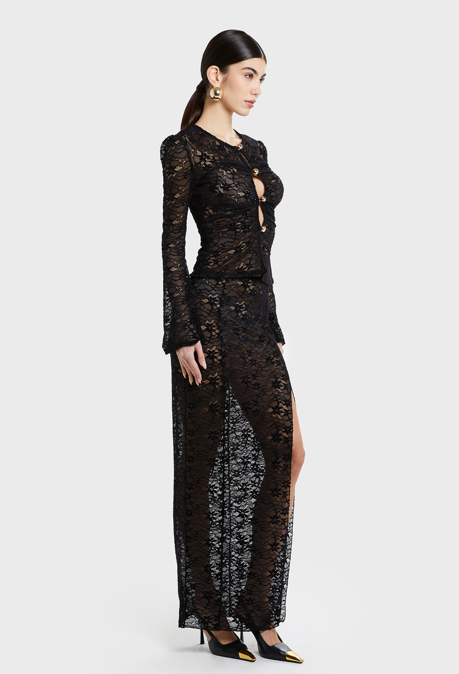 BLACK JOSEPHINE LACE SKIRT