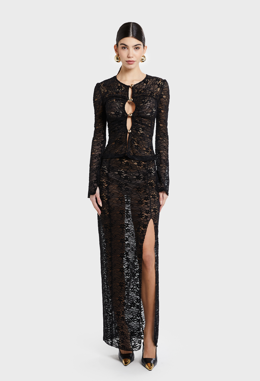 BLACK JOSEPHINE LACE SKIRT