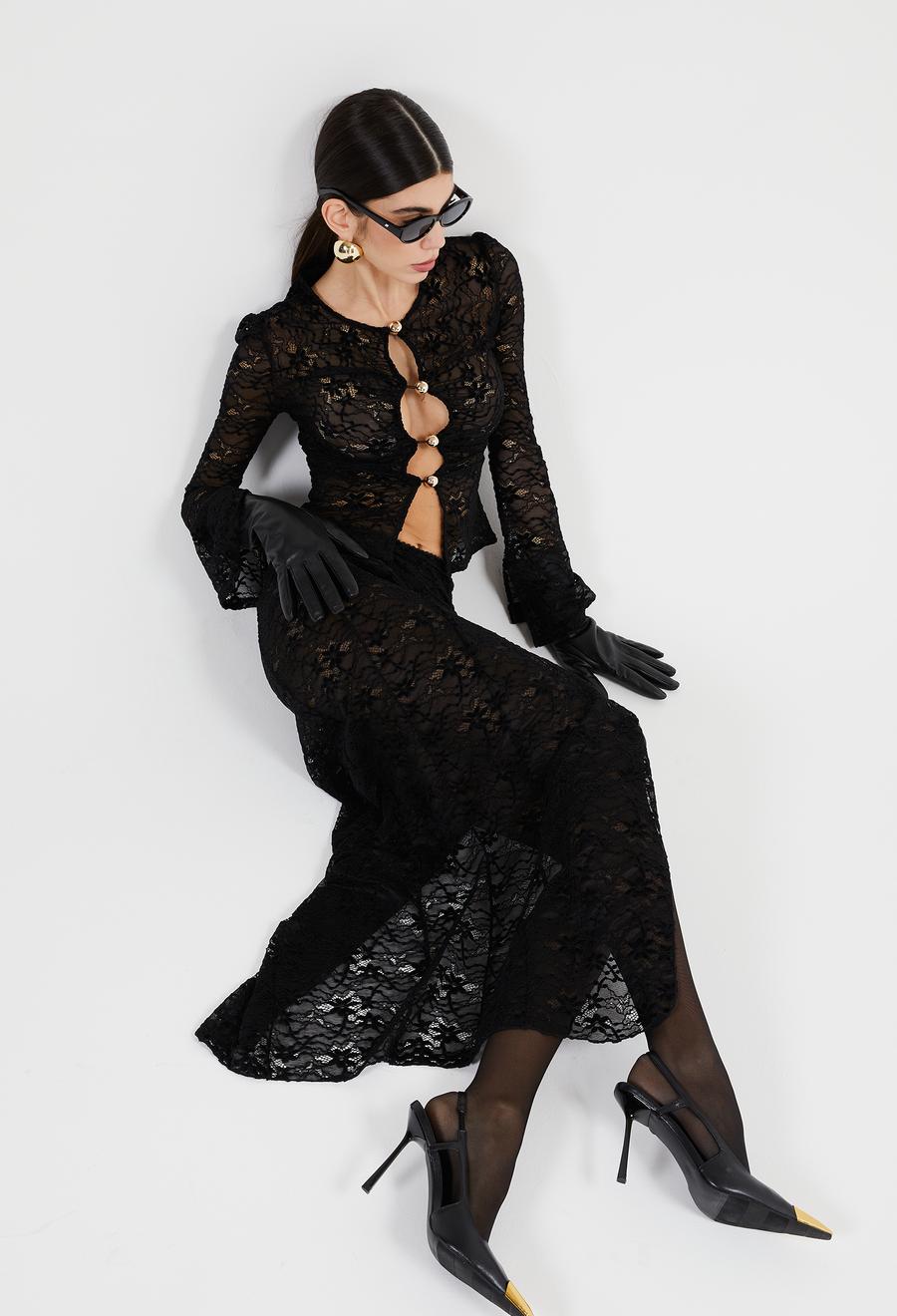 BLACK JOSEPHINE LACE SKIRT