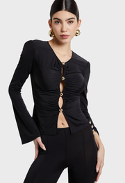 BLACK AUBREY SPLIT HEM PANT