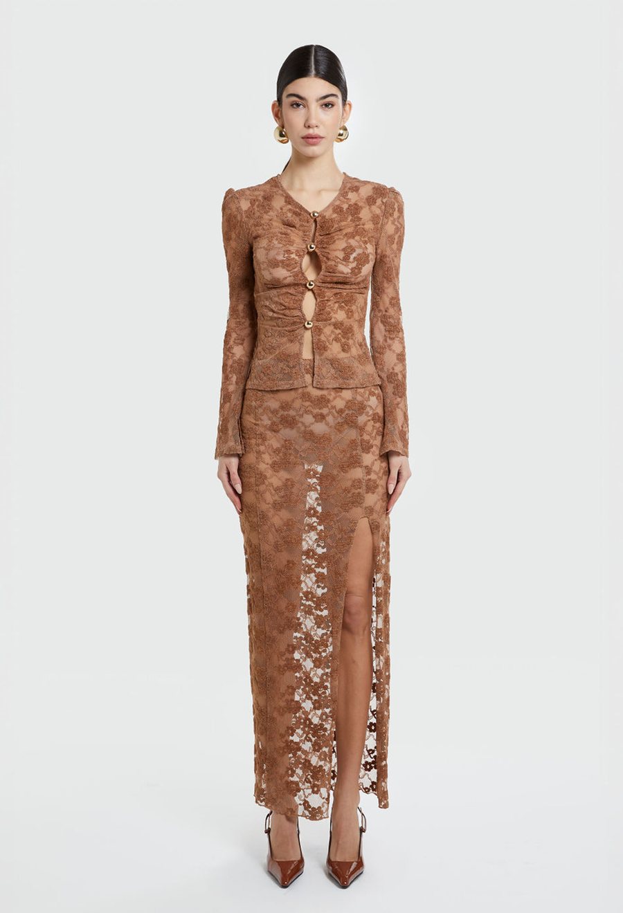 MOCHA JOSEPHINE LACE SKIRT
