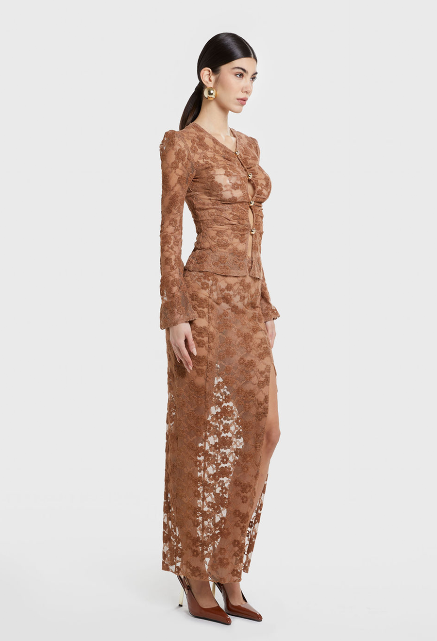 MOCHA JOSEPHINE LACE SKIRT