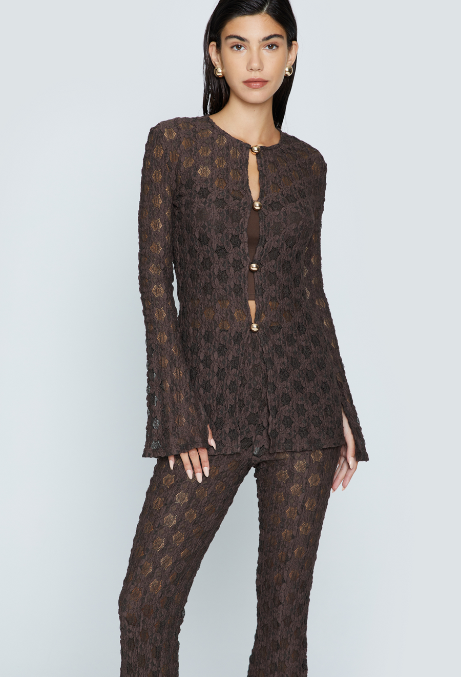 AUBREY SPLIT HEM LACE PANT
